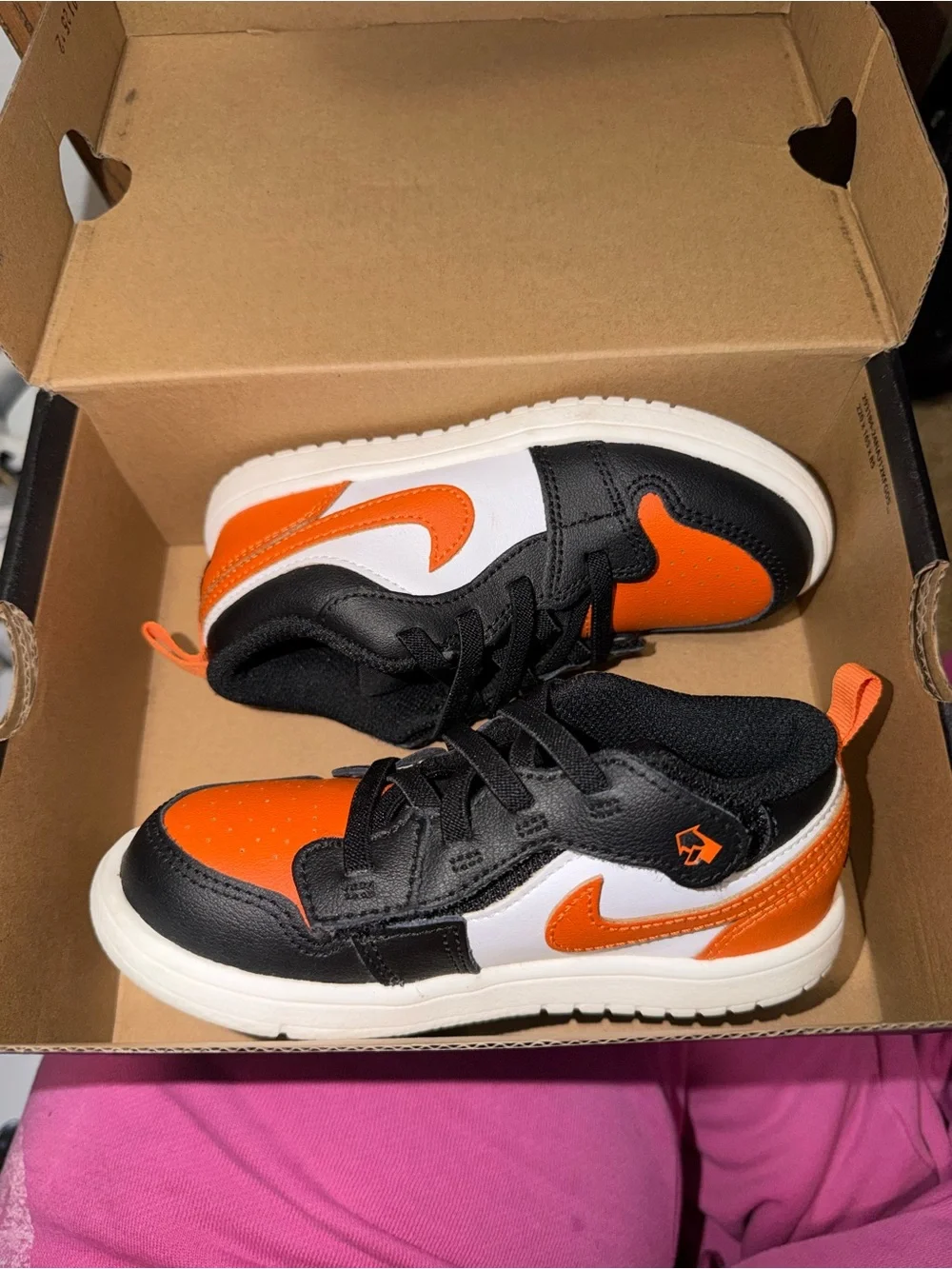 Nike Kids Black, Orange & White Low-Top Sneakers